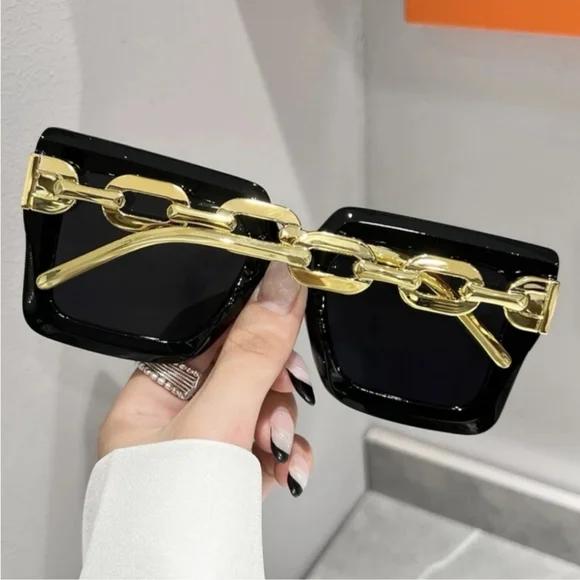 NEW Black Chain Fashion Sunglasses - Picture 7 of 12